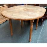An extending pine D end kitchen table, 135cmW