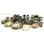 A mixed lots of ceramics to include various studio pottery items, Floris, Buchan Scotland, crown