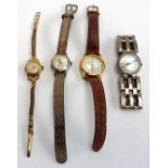 A Certina ladies wristwatch with 9ct gold clasp (af); together with an Ernest Borel watch, Time