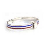 A vintage Gucci silver and two tone enamel bracelet, the clasp stamped 'Gucci Italy 38', 28.5g