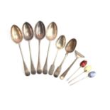 A set of four Old English silver table spoons by Robert Pringle & Sons, London 1927; together with