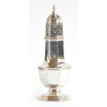 A late Victorian silver sugar caster by Goldsmiths and Silversmiths Co Ltd, London 1899, octagonal