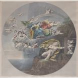 After Francesco Albani, 'Le Feu' or 'The Element of Fire', hand coloured engraving depicting