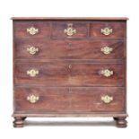 A George III and later mahogany chest of drawers, the rectangular moulded top over three short and