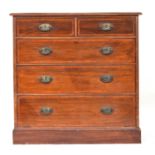 A Victorian mahogany and satinwood banded chest of two short over three long drawers, the lower