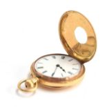 An 18ct gold half hunter pocket watch, the back plate engraved George Butcher of Nottingham, approx.