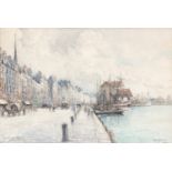 20th century French, Honfleur, watercolour, signed indistinctly lower left, 26.5 x 39cm