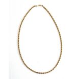 A 9ct gold ropetwist chain, 60cm long, 37g