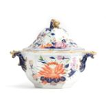 A 19th Century Masons Ironstone hexagonal Tureen and Cover, floral enameled in the Imari palette and