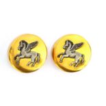 A pair of Hermes gold plated Pegasus clip earrings, each 2.3cm diameter