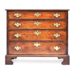 A late George III mahogany chest of drawers, the rectangular moulded top above four graduated