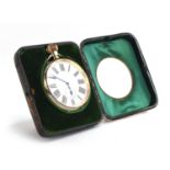 An Edwardian Goliath pocket watch, within a silver and leather easel back case by William Comyns &