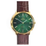 An Omega de Ville gold plated automatic gent's wristwatch, green dial, ref 151.0039, the 24 jewel