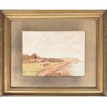 G.S Walters, cows grazing by the sea, watercolour signed in pencil lower left, 24x34cm