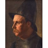 Follower of Philip de László, Spanish Solider in Cabasset Helmet, oil on canvas, 46x35.5cm