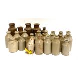 27 vintage stone ware bottles, mostly approx. 6 inches high