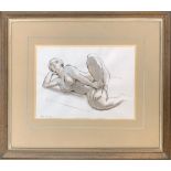 Bernard Reynolds (1915-1997), reclining nude, pen and wash, initialled and dated Feb '86 lower left,