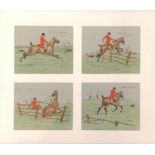 Snaffles (Charles Johnson Payne 1884-1967), 'Landing his Wager', a set of four hand coloured prints,