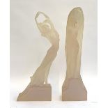 Two resin figures of art deco style ladies, 67cmH and 64cmH