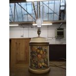 A ceramic table lamp with fruit design, 36cmH