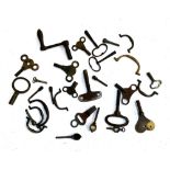 A mixed lot of various clock winding keys and other hardware