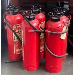 Five vintage Nu-Swift fire extinguishers