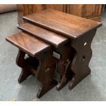 An oak nest of three occasional tables, 50cmW