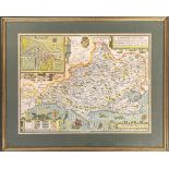 A modern replica John Speed county map of Dorset, 39x52cm