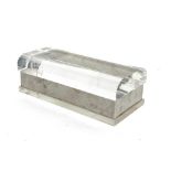 A lucite and chrome cigarette box, 21cmW