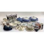 A mixed lot of ceramics to include commemorative ware, blue and white tureen and stand, Royal