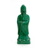 A Chinese green crackle glazed figure of an Immortal, 27.5cmH