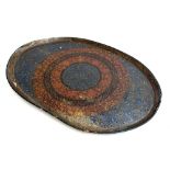 A 19th century papier mache tray, with concentric circle design, 57x38.5cm