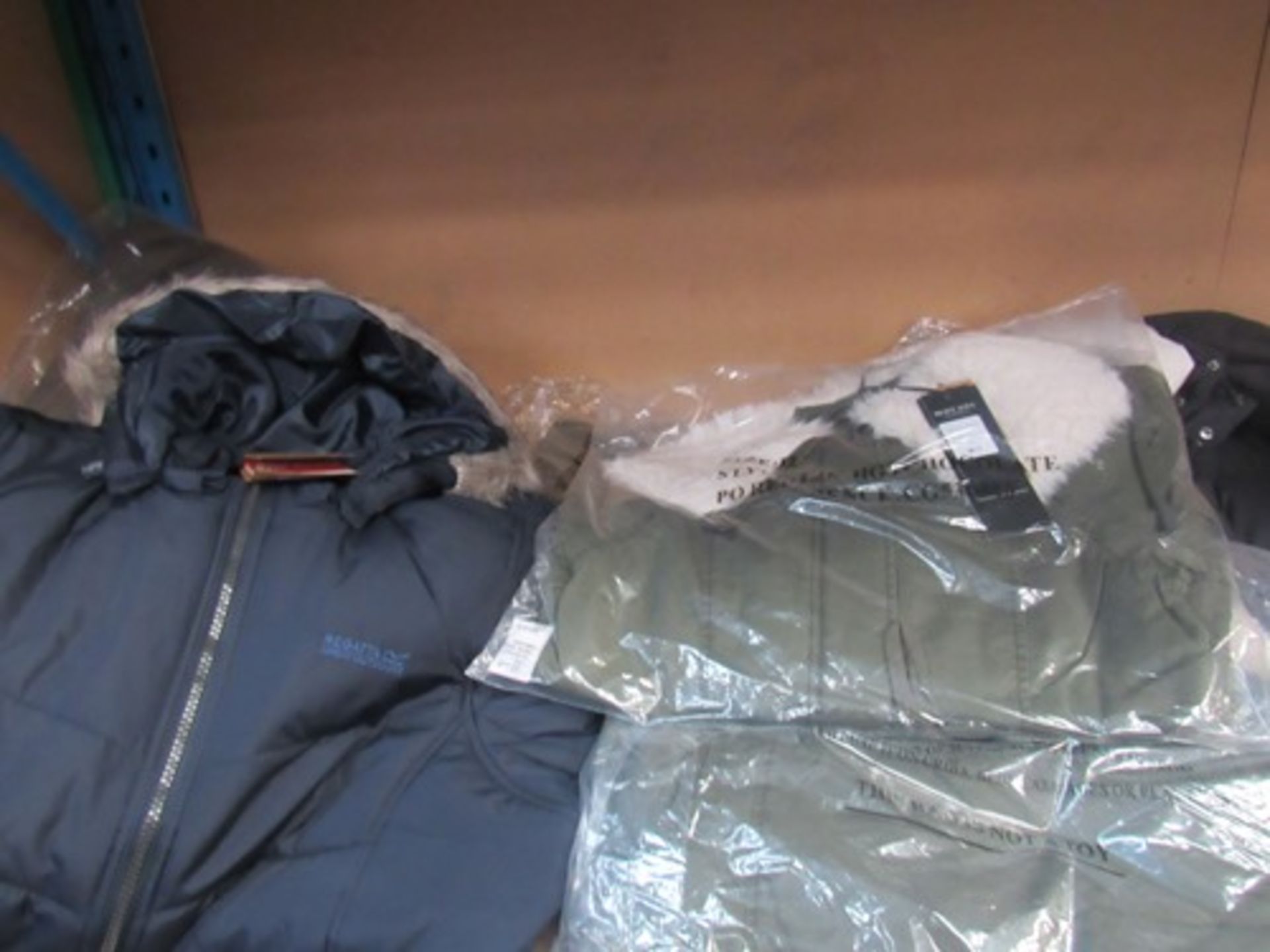 2 x Regatta hooded coats, size 18 and 7 x Brave Soul coats, sizes, 12, 14 and large - New in pack