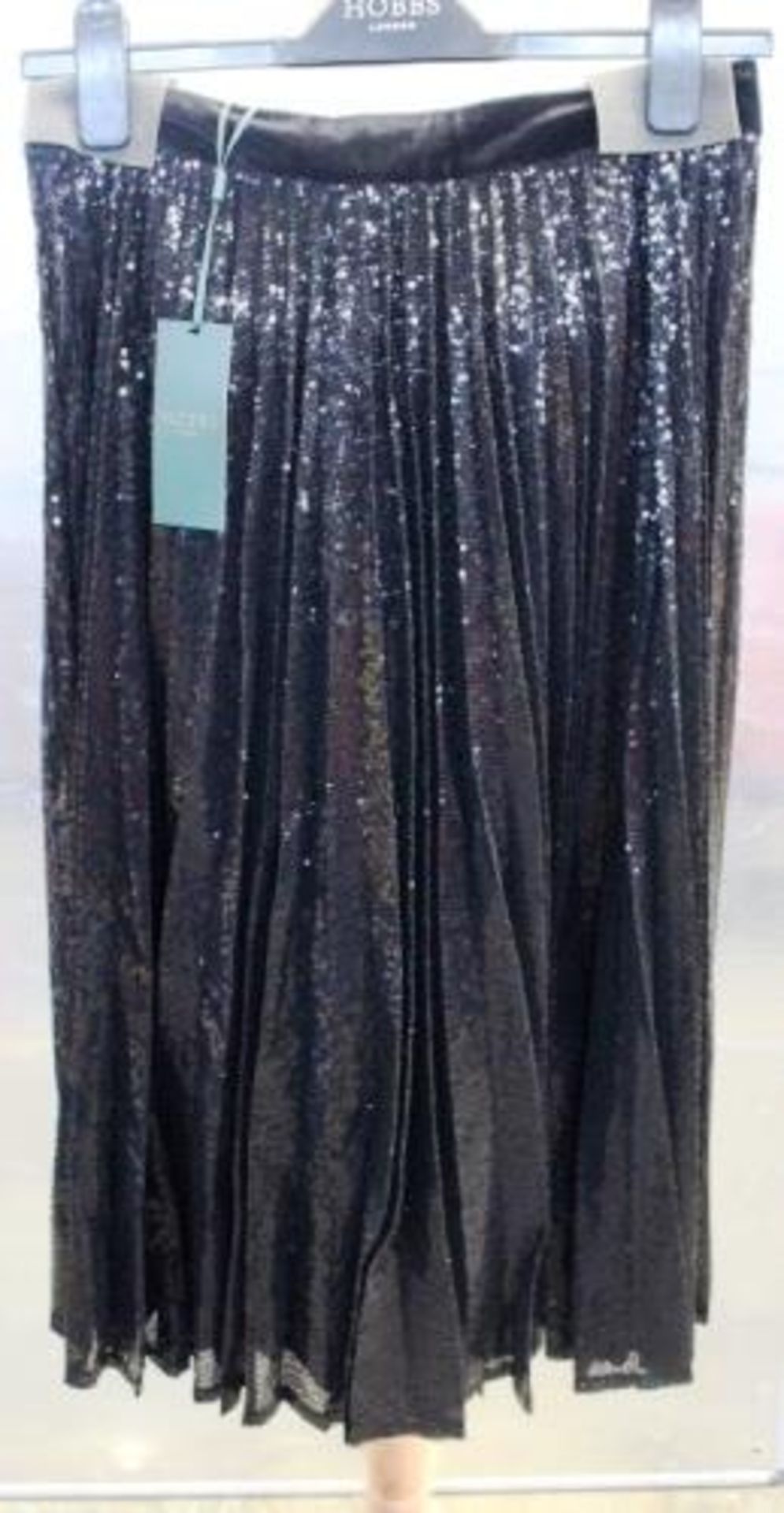 1 x Hobbs Claudette black sequin skirt, size 8, RRP £149.00 - New with tags (ES16A)