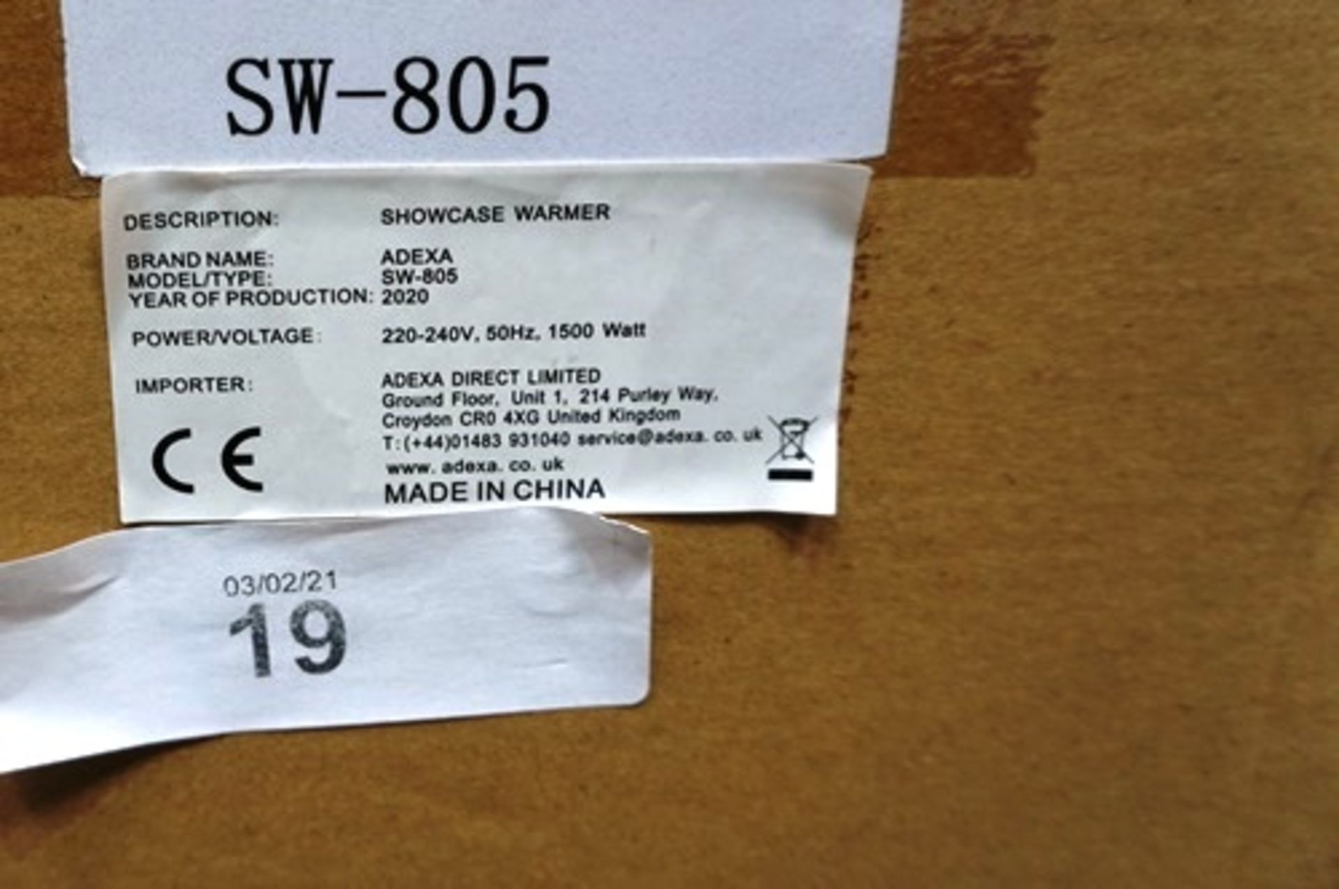 An Adexa showcase commercial warmer, model SW805 - Sealed new in box (ES7) - Image 3 of 3