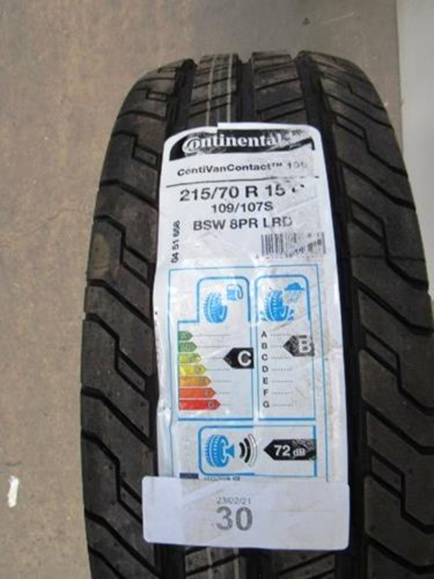 1 x Continental Contivan Contact TM100 BSW 8PR LRD tyre, size 215/70R15C - New with label (GS2)