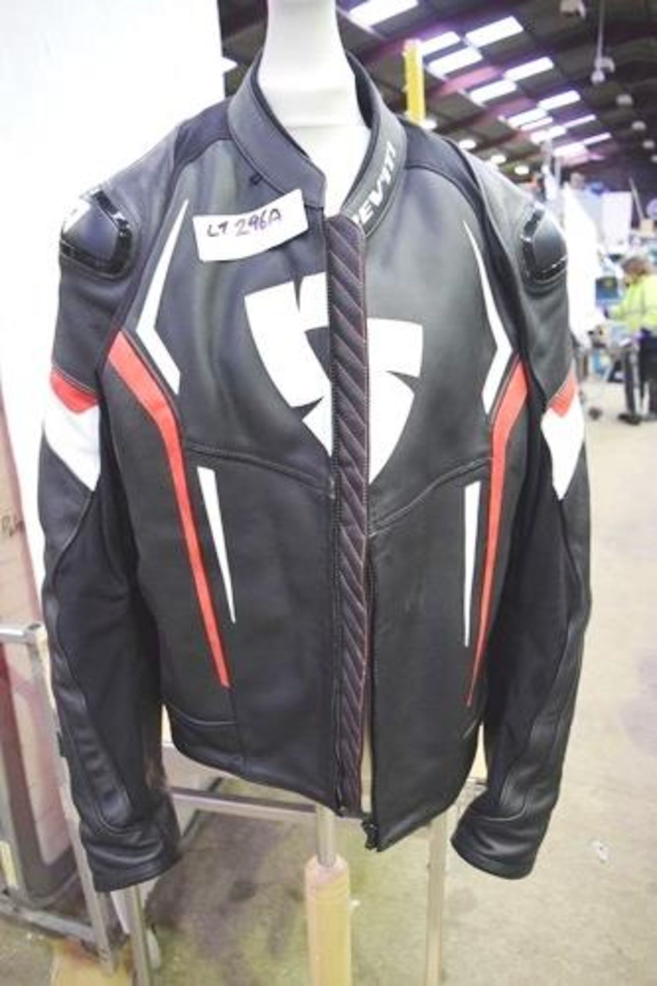 1 x Rev'It glide black neon red FJL 114 men's leather motorbike jacket, size 58, new but with