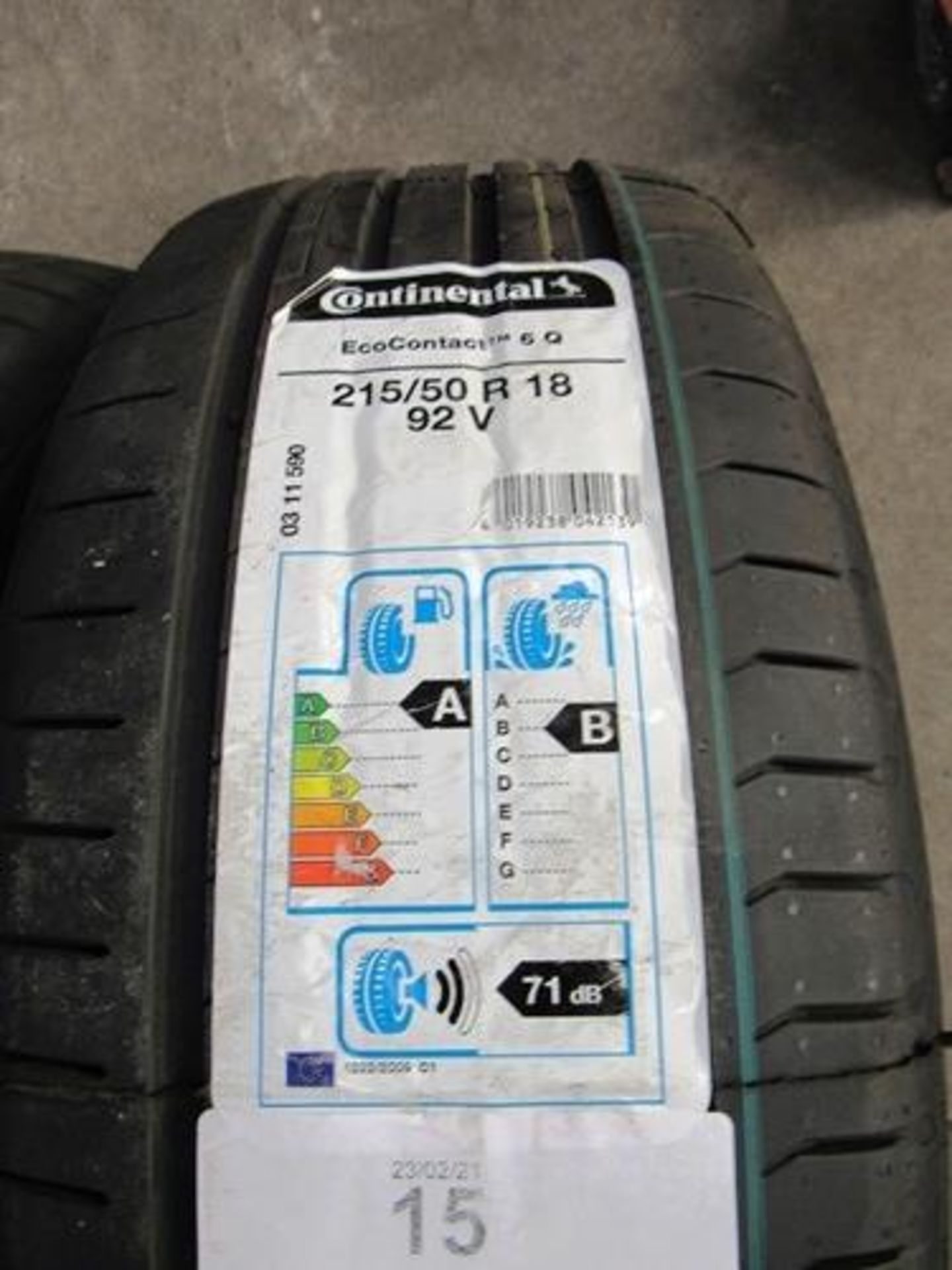 1 x Continental Eco contact 6Q tyre, size 215/50R18 92V - New with label (GS1)