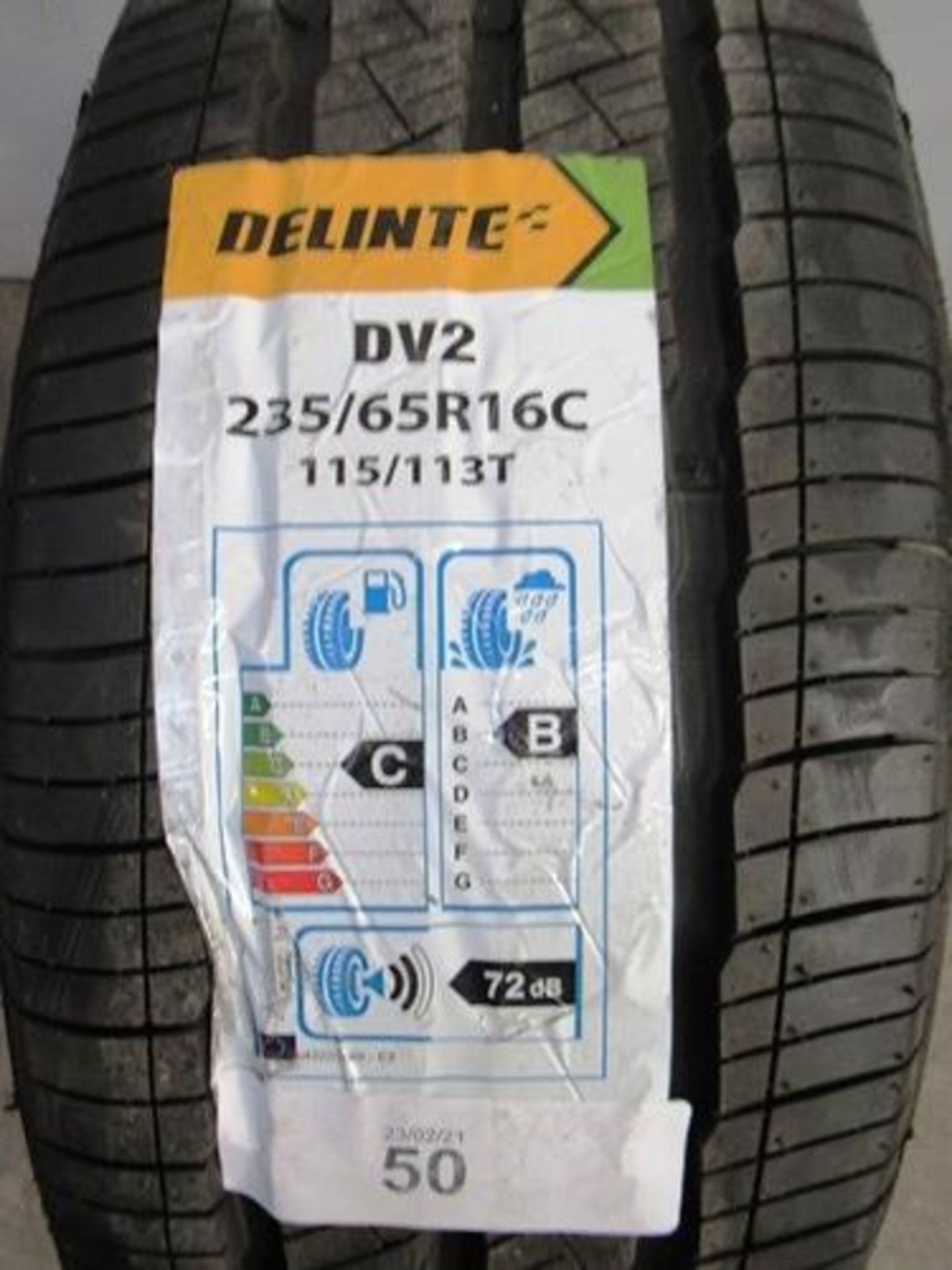 1 x Delinte DV2 115/1137 tyre, size 235/65R16C fitted on pressed steel 6 stud rim - New with