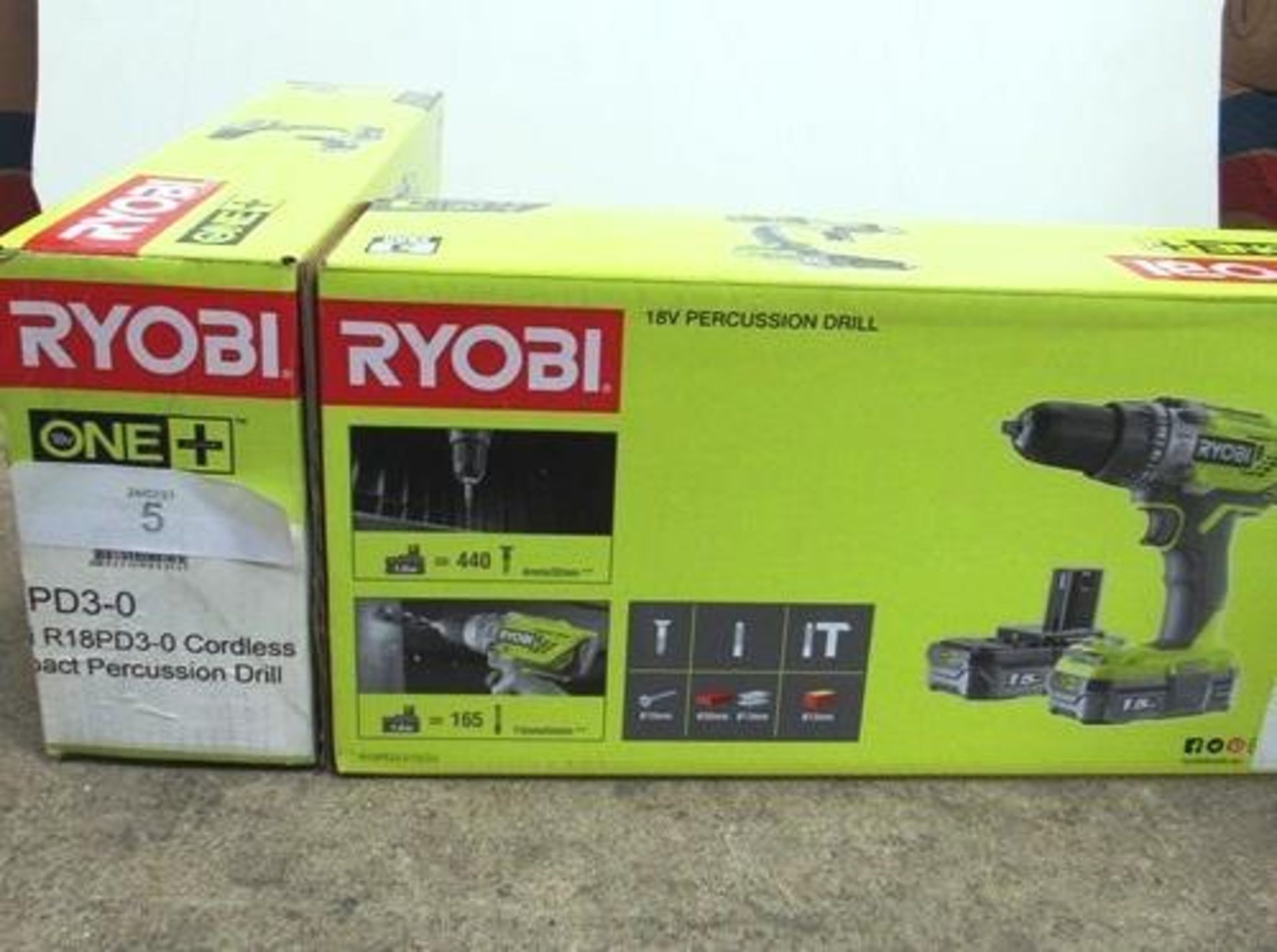 2 x Ryobi 18V percussion cordless drill sets each comprising 1 x drill, 2 x 1.5Ah batteries and 1 - Image 3 of 3