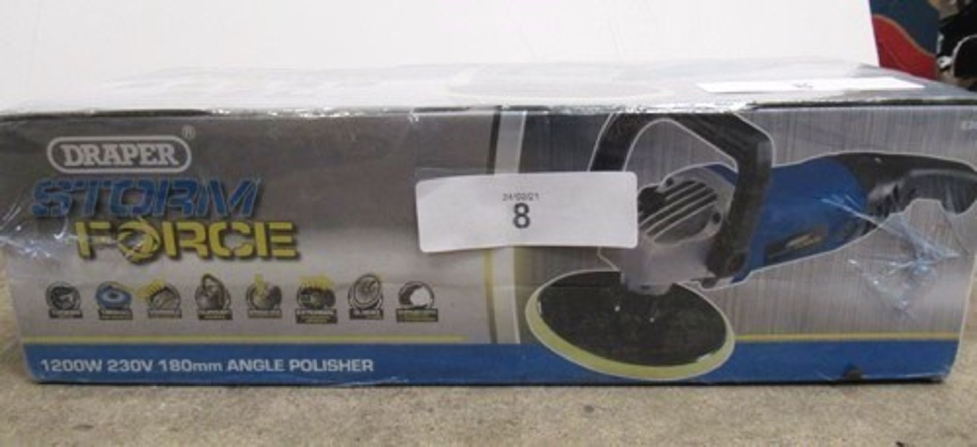 Draper Storm Force 1200W, 230V angle polisher, 180mm disc - Sealed new in box (TC3) - Image 2 of 2