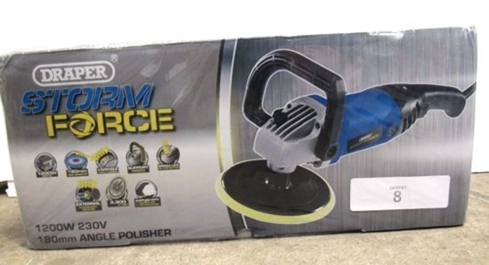 Draper Storm Force 1200W, 230V angle polisher, 180mm disc - Sealed new in box (TC3)