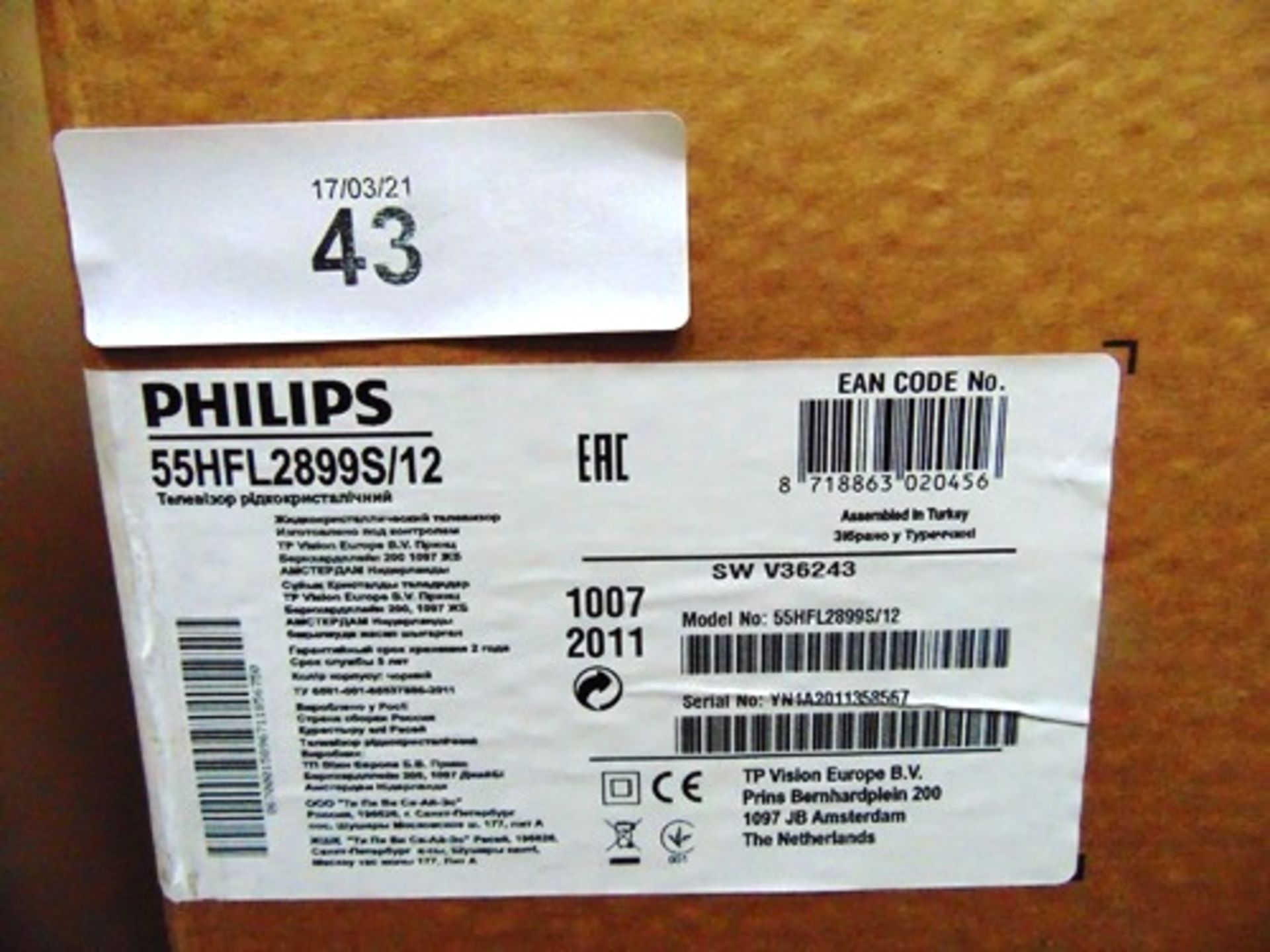 1 x Philips 55" TV, model 55HFL2899S/12 - New in box (ES3end) - Image 2 of 3