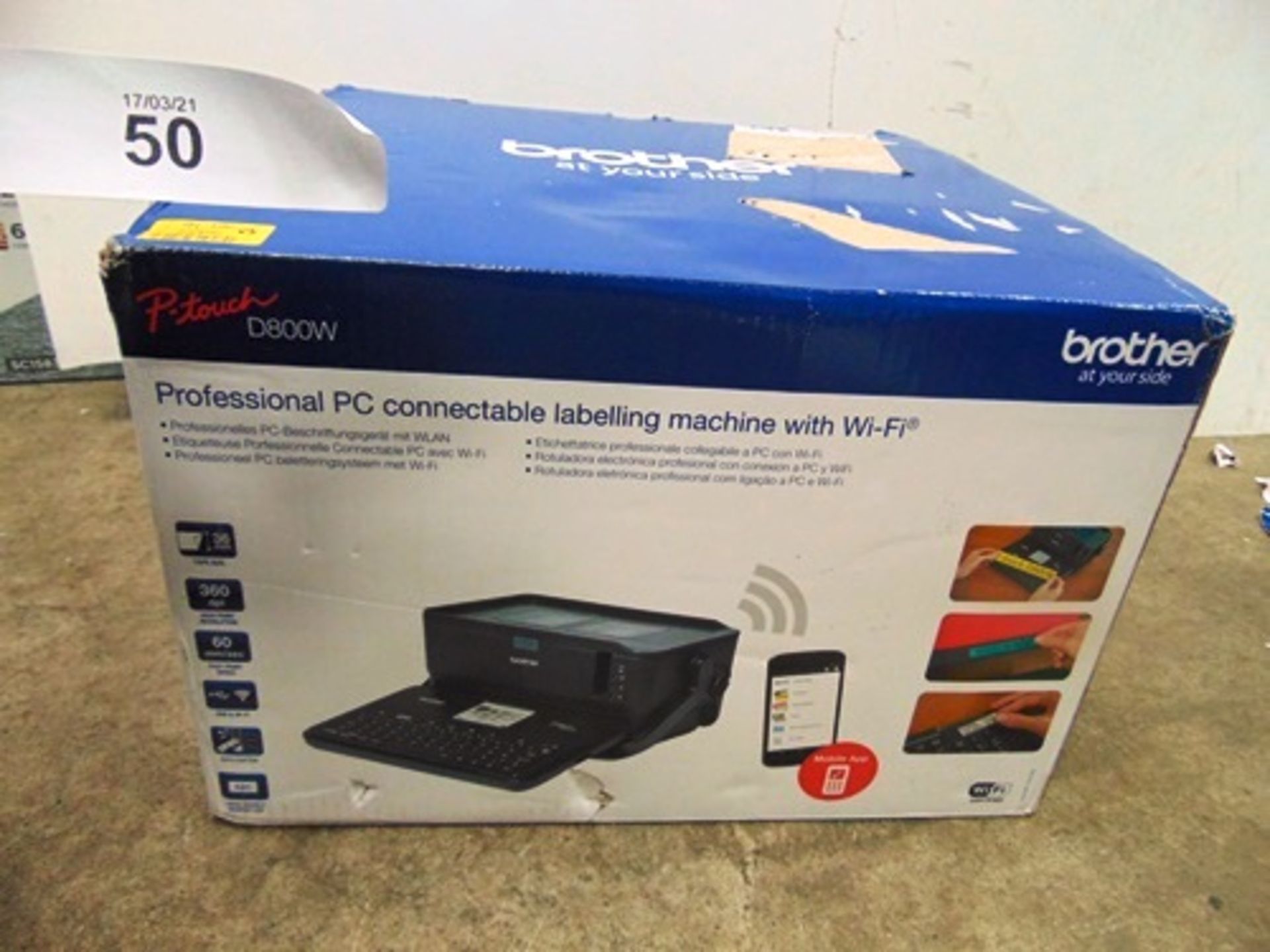 1 x Brother P-touch D800W labelling machine with Wi-Fi, model LAH562005 - New (ES2)