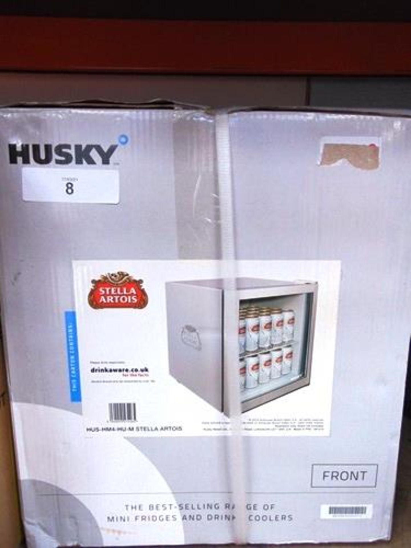 1 x Husky Stella Artois mini fridge, model HUS-HM4-HU-M - New (ES1)