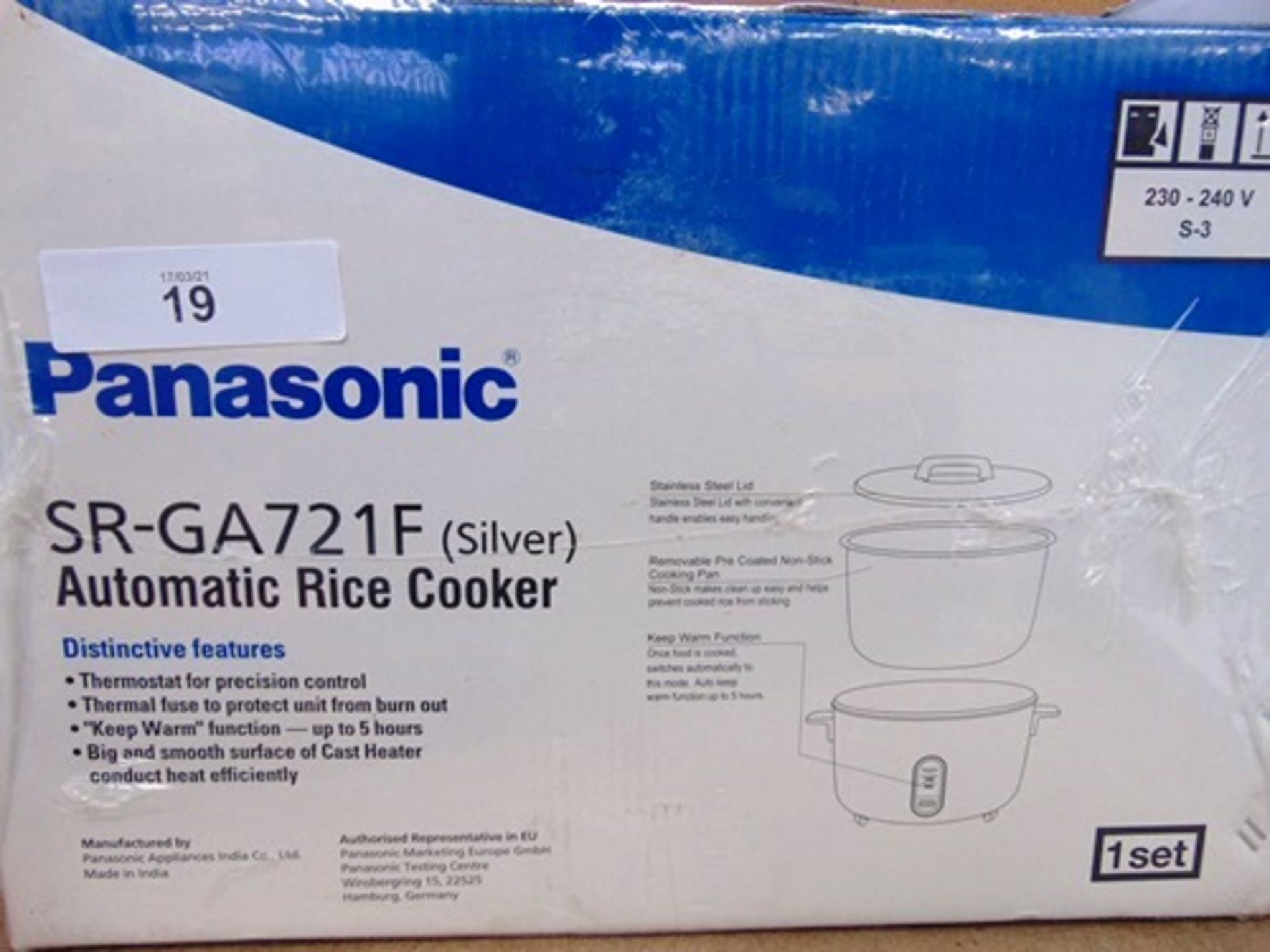 1 x Panasonic automatic rice cooker, model SR-GA721F - New (ES2) - Image 2 of 2