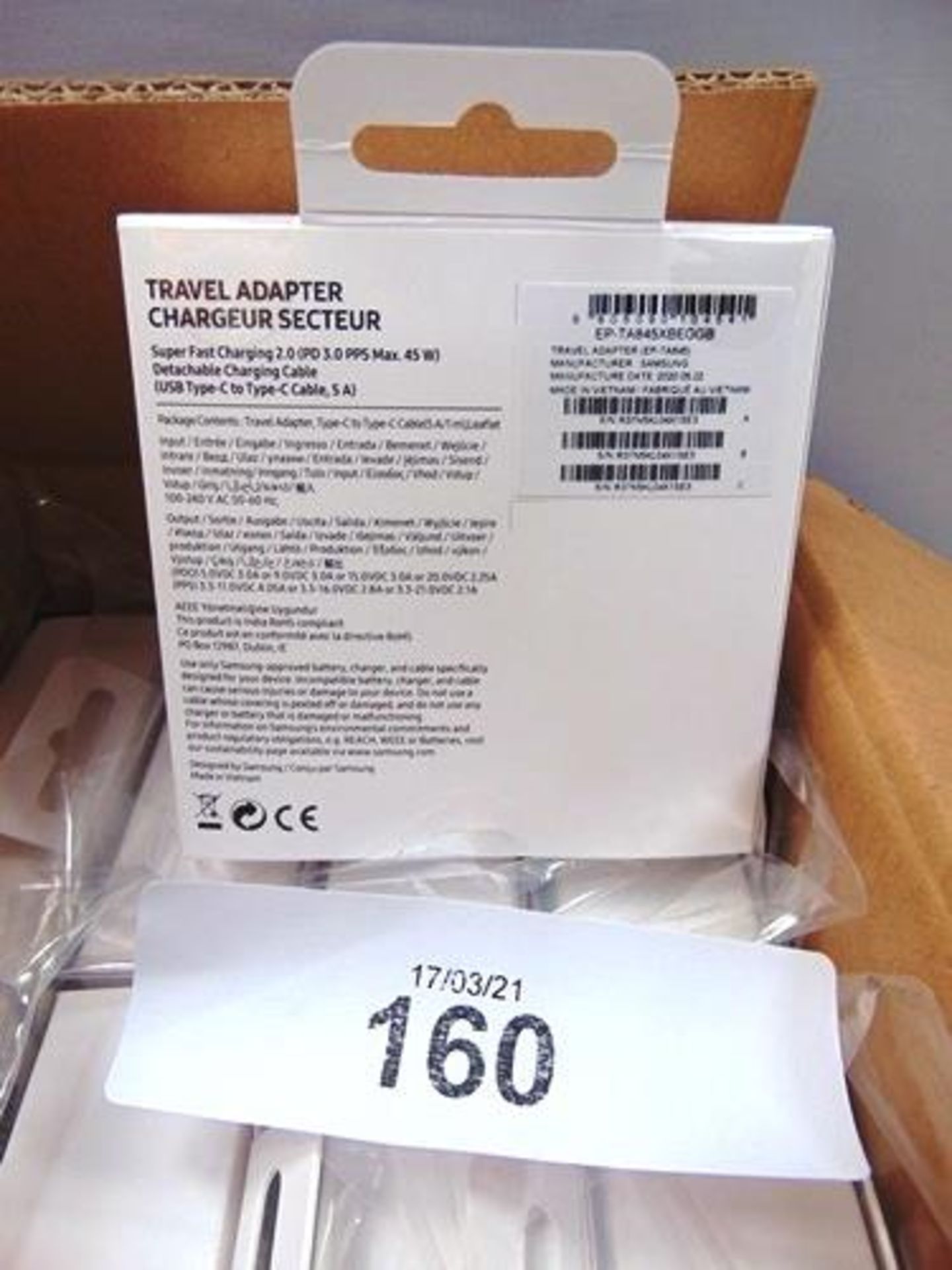 20 x Samsung travel adapters, model EP-TA845XBEGGB, 45W, 5A - Sealed new in box (C1D) - Image 2 of 3