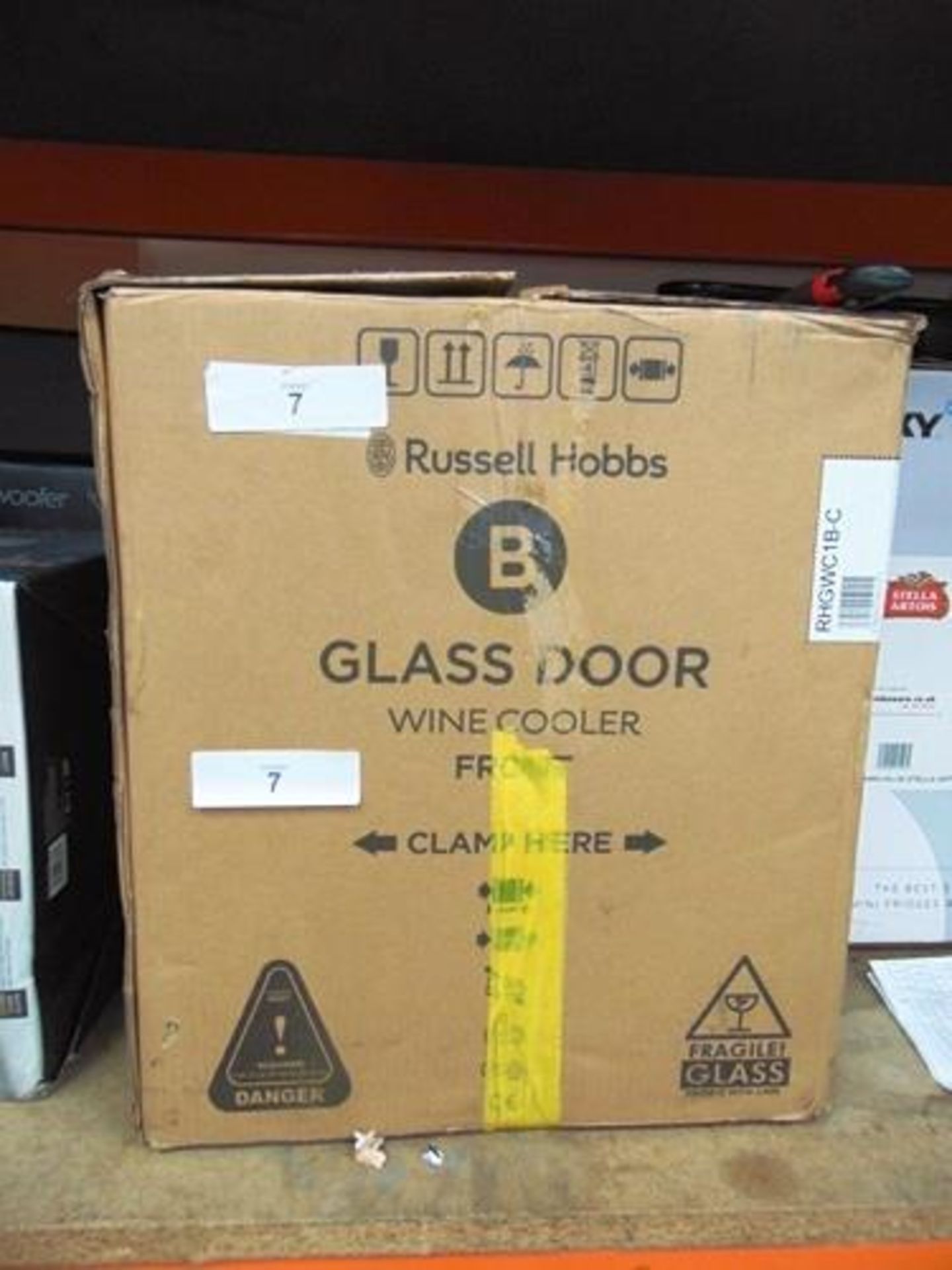 1 x Russell Hobbs black glass door wine cooler, model RHGW-C1B-C - New (ES1)