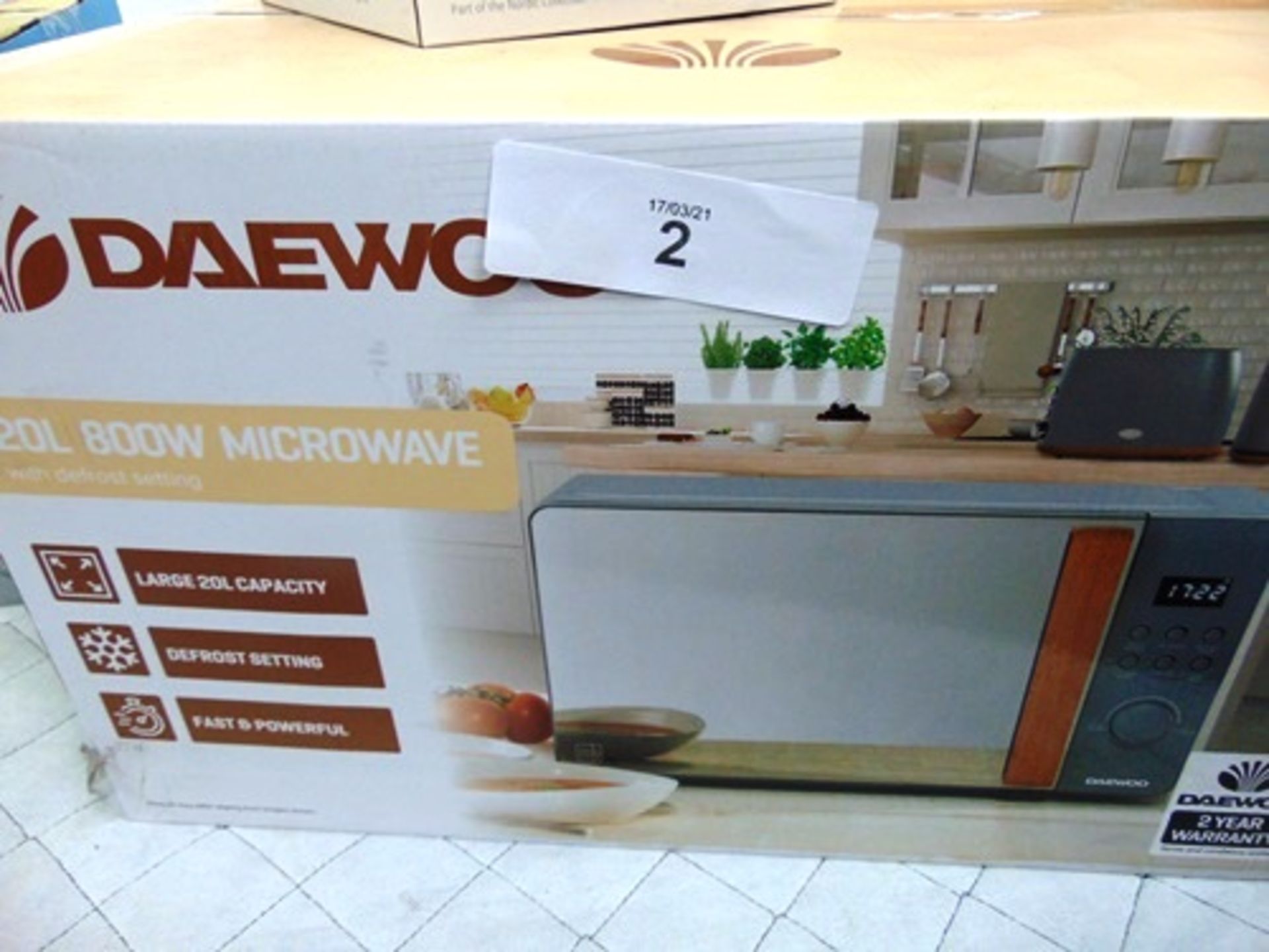 1 x Daewoo Skandik 20ltr 800W microwave, model SDA 1704, together with 1 x Swan slate grey Nordic - Image 2 of 3