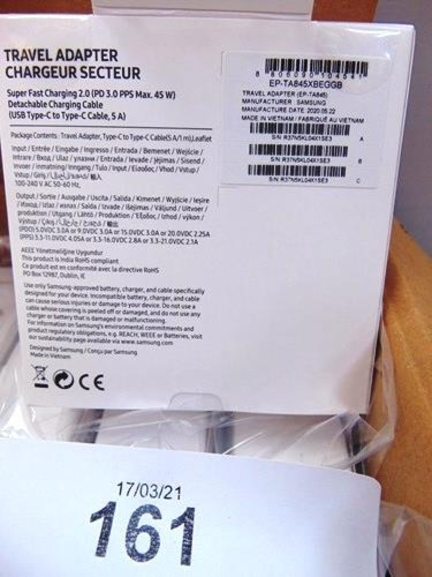 20 x Samsung travel adapters, model EP-TA845XBEGGB, 45W, 5A - Sealed new in box (C1D) - Image 3 of 3